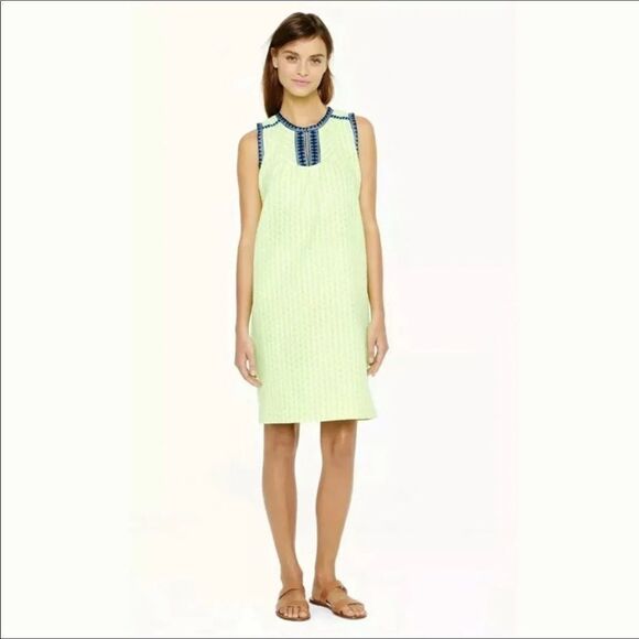 🔥J Crew Neon Yellow Blue Dress Sz 2 New with tag - Picture 4 of 16